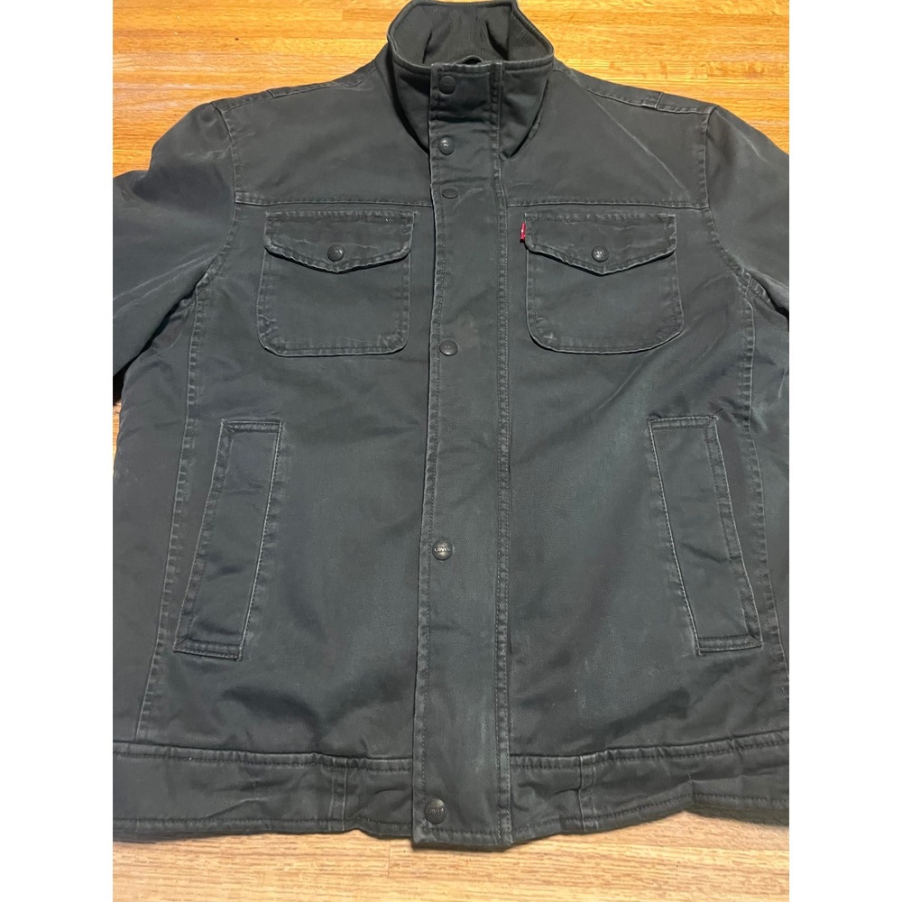 Levi's Men Med Charcoal Sherpa Lined Field Cotton Canvas Military Coat Jacket